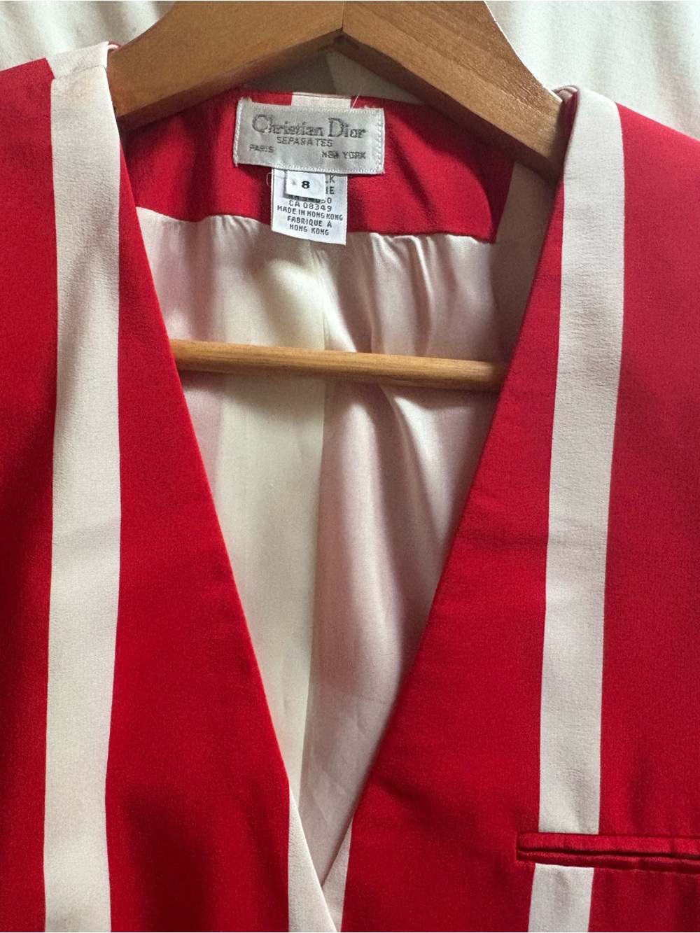 Christian Dior Silk Red and White Striped Blazer - Picture 2 of 3